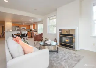 Cozy up to the gas fireplace and enjoy the views.