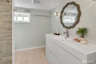 Spacious bath.