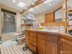 The primary bathroom is in original form yet ready for your vision