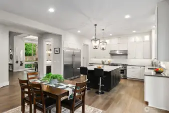 Casual dining area with easy access to kitchen and family room.