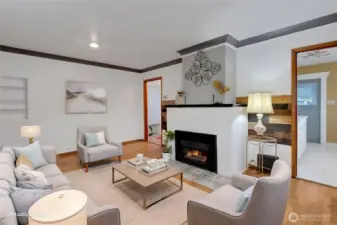 Living area with gas fireplace