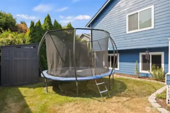 Storage shed stays with house.