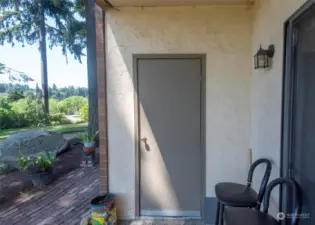 Storage on patio and additional storage in carport.