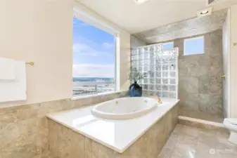 Primary Bathroom Jetted Tub with a View!