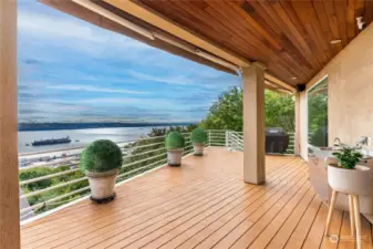 Huge Timbertech deck spans the back of the house for the amazing views!