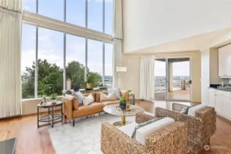 Formal Living Room with stunning wall of windows and an unmatchable view!