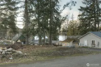 View of Lake from the front porch of House.