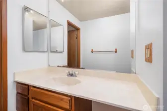 Close up of the primary vanity.