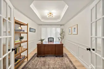 Home Office or Guest / Flex Room w/ French Doors & Cove Ceiling!