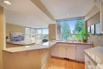 Lovely easterly views from the kitchen sink.