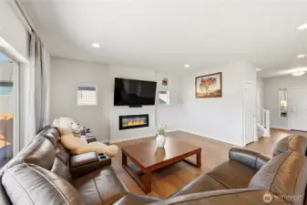 Cozy fireplace creating a natural focal point.