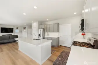 Open kitchen layout designed for connection and conversation.