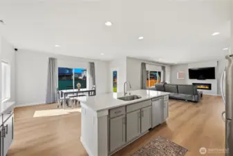 Easy flow between dining, kitchen, and living spaces.