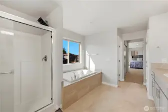 Separate shower offering convenience and space.