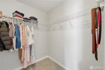 Spacious walk-in closet just off the bath.