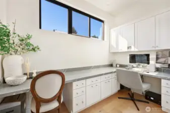 This is a dedicated office next to the bedroom on the upper living level.