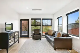 Stepping downstairs, this is the lower level living.  There is a firewall door to separate from the rest of the home, if desired.