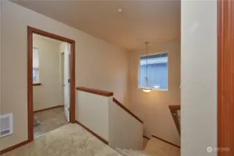 Full bath at top of stairs.