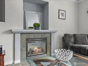 Dining room with fireplace