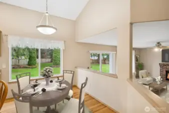 Eating area to backyard.  (virtually staged)