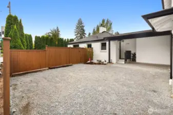 Dedicated off-street parking for up to 3 cars (tandem) specifically for home with covered outdoor space.