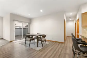 Nice open feel to the home with a large deck off the great room/ dining area