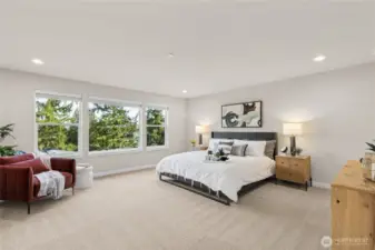 Top floor primary suite provides lots of natural light! Photos are for representational purposes only.