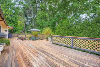 Custom Expansive, deck off Kitchen. Great for entertaining BBQ's and outdoor living space!