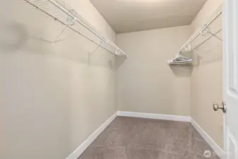 The walk-in closet of the second bedroom is approximately 10’x7’, so a huge space to accommodate your dream closet layout with room for a sitting space, dresser or deluxe sized wardrobe!