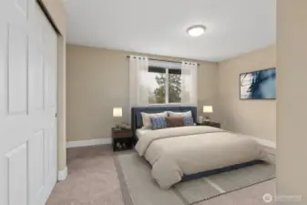 Bedroom #3 is approximately 17’x13’, a generous sized place for guests or family to spread out and relax. The air conditioning and efficient forced air heat in the home will keep everyone comfortable year round, and added bonus is that the furnace has been recently serviced.