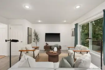 Family room with a view of the back yard