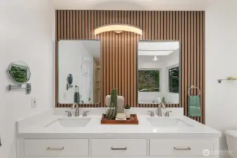Primary bath with updated vanity with two sinks