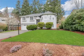 Mature Landscaping, Front of Home. Grass Has Been Photoshopped.