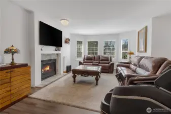 Large Living Area With Gas Fireplace.