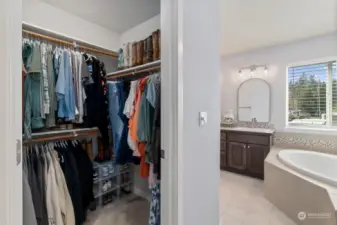 Large walk-in closet located just off of the bathroom.