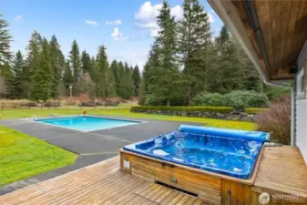 Hop in the pool, then hop in the hot tub, then back to the pool. WHY ? Because you can !!