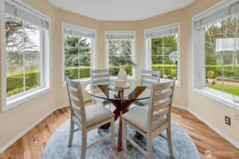 Breakfast nook in the kitchen.  Bring over your coffee cup and sit with me!