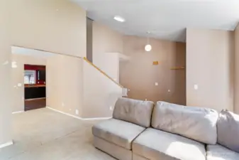 View of living room into formal dining room