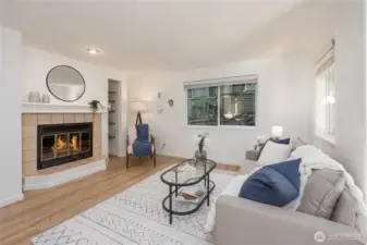 Living room with fire place.