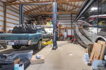 Interior of 40’x46’ Shop. Wired for electrical with car lift included.