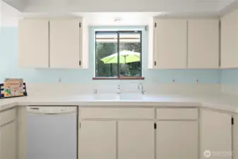 Clean lines, plenty of counterspace and a lovely view!