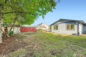 Fully fenced backyard waiting for its new owners to customize.