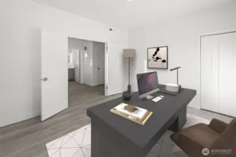 Home office / study or 4th bedroom main floor digitally staged