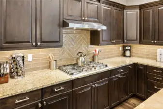 Gas cook top. Home is fully equipped and ready to live in.