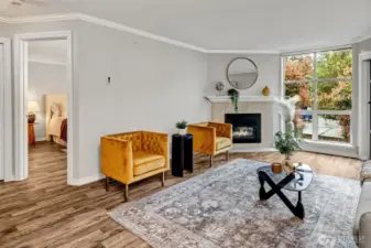 Living space separates the two bedrooms