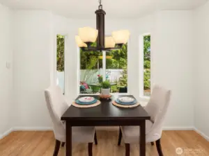 Breakfast nook with wonderful garden views.