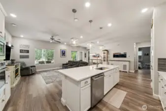 View of the great room from the kitchen