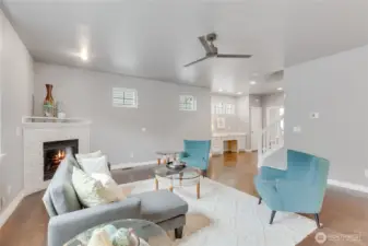 Great room, looking towards the front entrance.