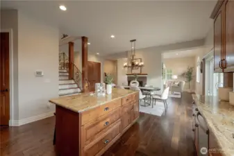 Granite countertops and cstom cabinets.