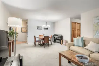 Dining room with kitchen and hall access